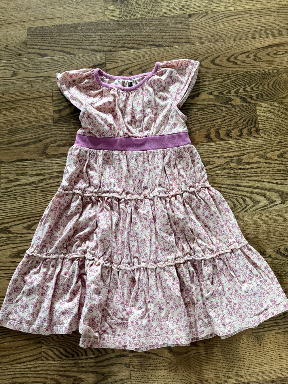 Tea Collection Pink Floral Tiered Dress